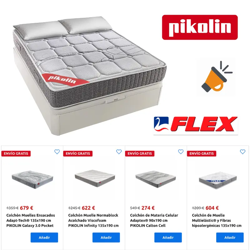 50% en Colchones Flex y Pikolin en Carrefour