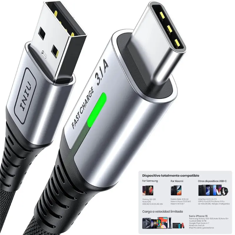 Cable USB Type-C QC 3.0 de 2M de longitud