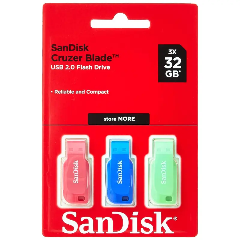 Pack x3 USB Flash Drive SanDisk Cruzer Blade 32GB