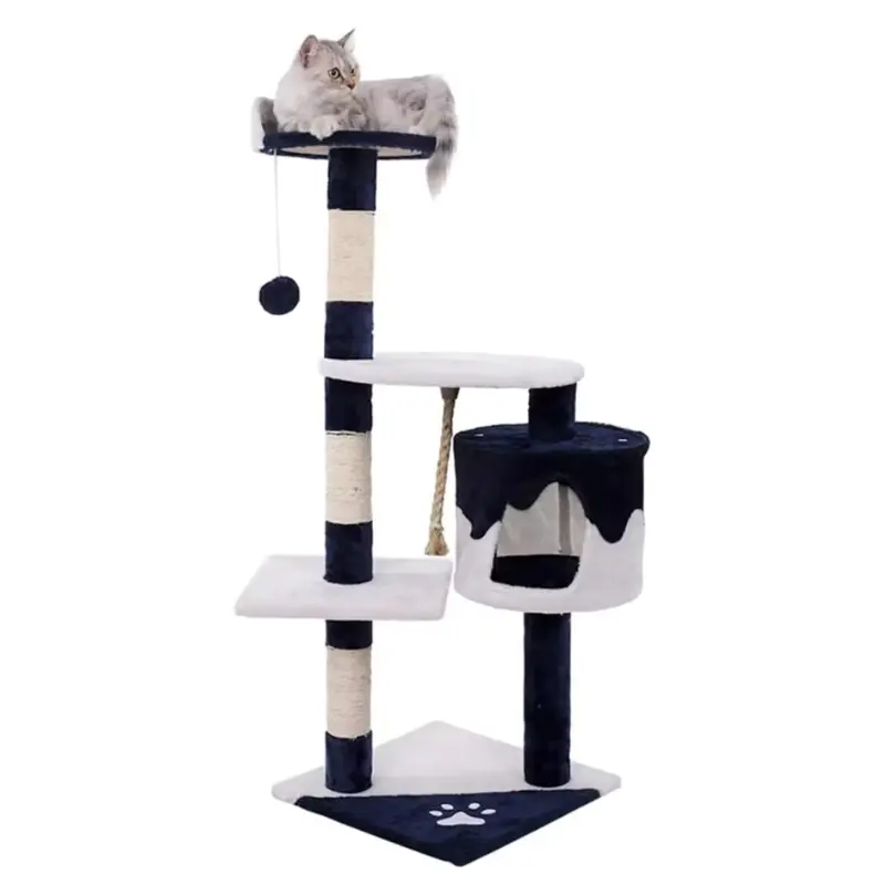 Rascador de gatos con varios niveles y cueva