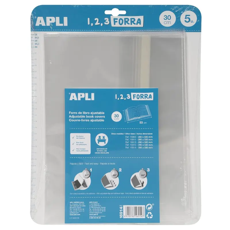 Pack x5 Forros de libros con solapa ajustable