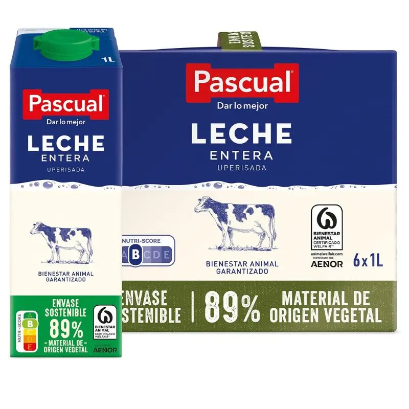 Pack x6 1L Leche Pascual Clásica Entera