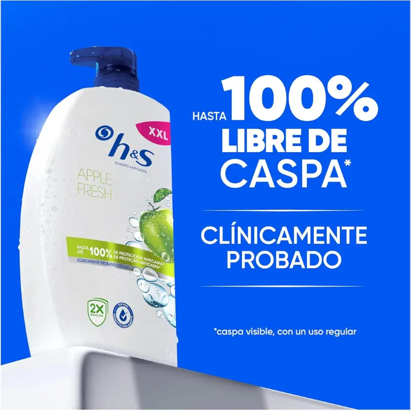 2x Champu Anticaspa Apple Fresh de 1 litro con dosificador