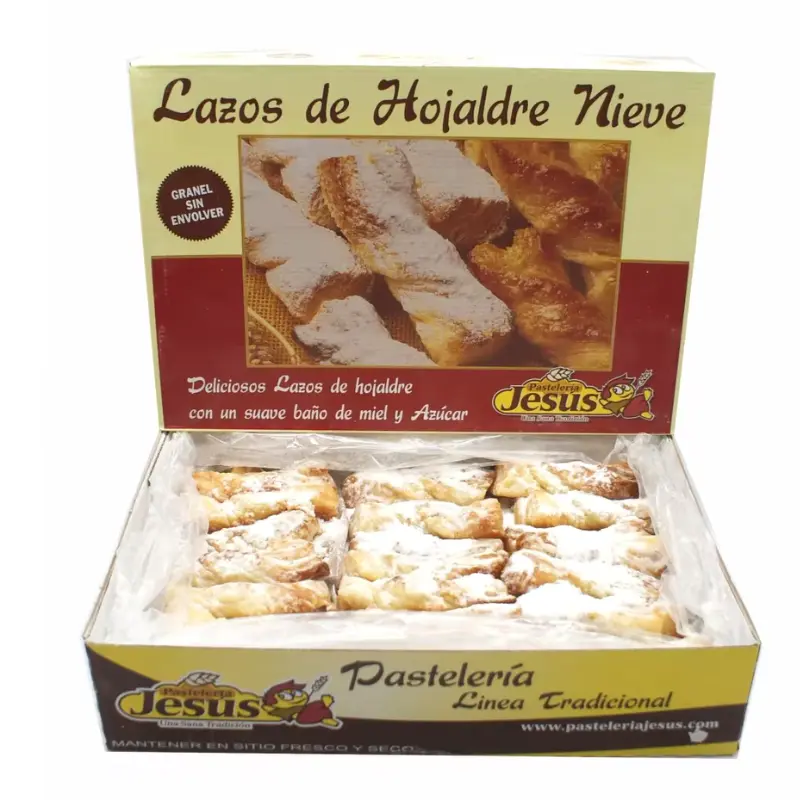 Caja de lazos de hojaldre bañados en miel (2 kilos)