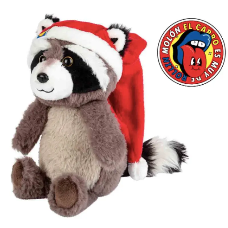 Peluche de mapache navideño