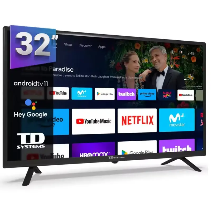 Smart TV 32″ HD con Android 11 y USB