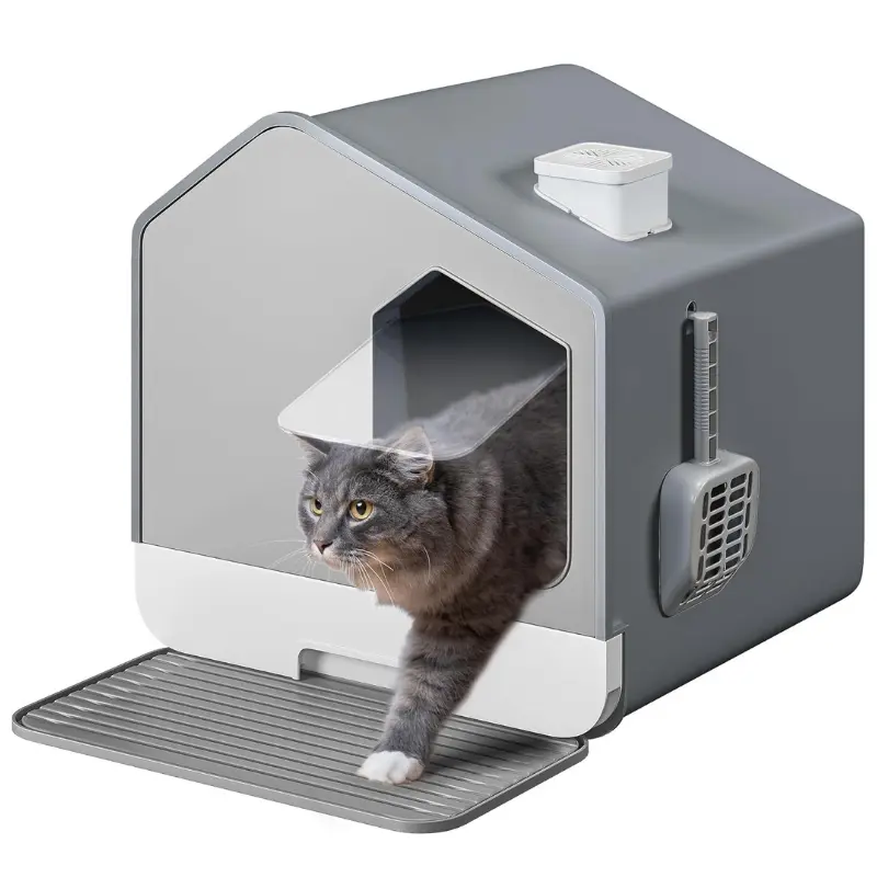 Arenero para gatos con cajón extraíble, Pala, Filtro y Alfombra