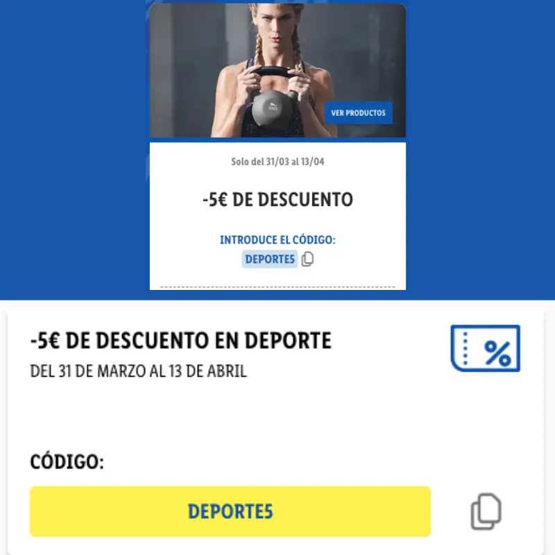 Lidl :: cupón 5€ EXTRA GRATIS en moda deportiva