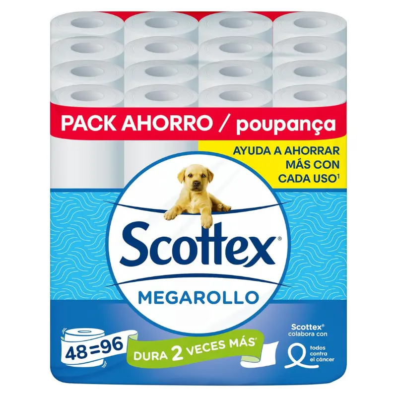 Pack x96 Rollos Papel higiénico Scottex Megarollo