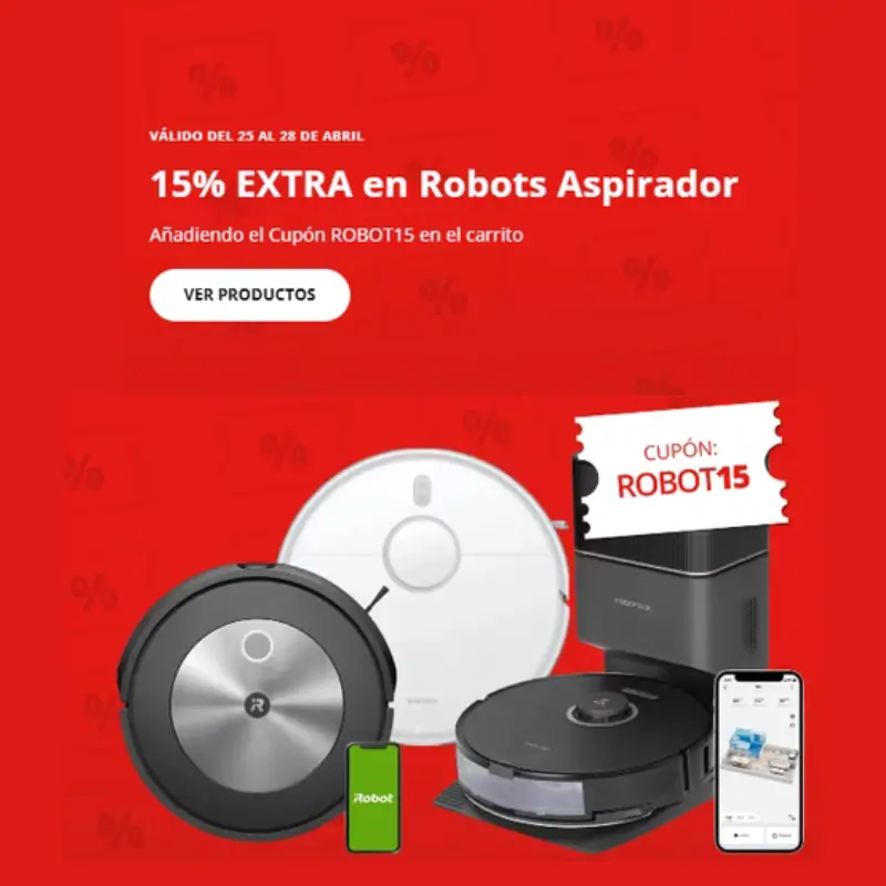 Worten :: cupón 15% DTO. EXTRA en robots aspiradores