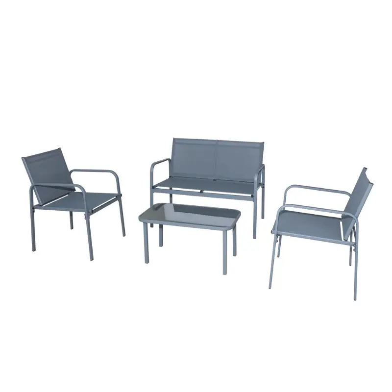 Conjunto de Jardín: Mesa + 2 Sillas + Banco de 2 plazas