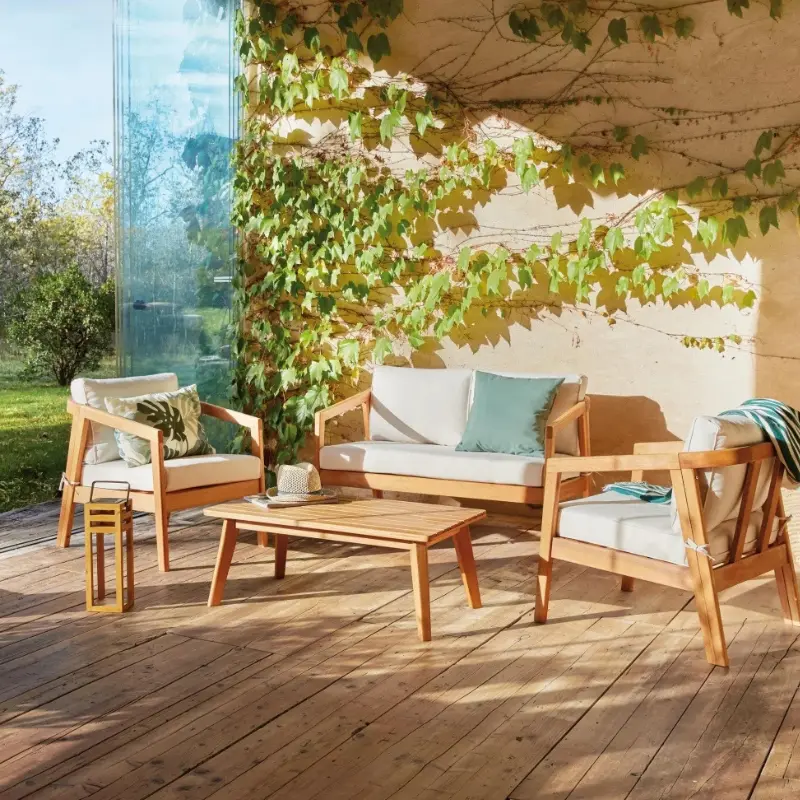 Conjunto muebles jardín: Mesa + Sofá + 2 Sillones