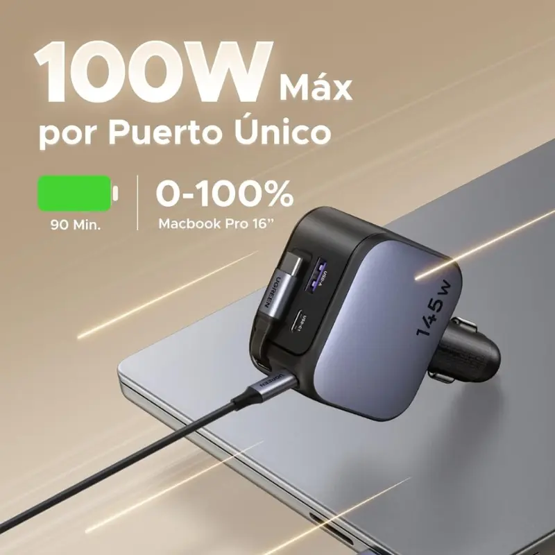 Cargador coche retractil 4 en 1 de 145W [OFERTA]