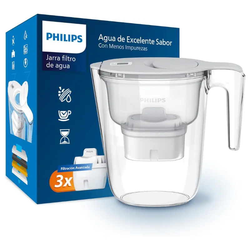Jarra Philips Water Filtro 2,6L + 3 cartuchos [OFERTA]