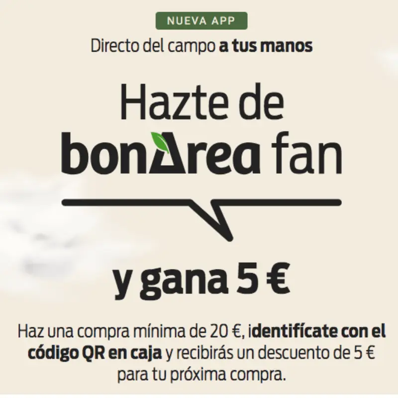 BonArea | 5€ GRATIS con la nueva APP al gastar 20€ [PROMOCIÓN]