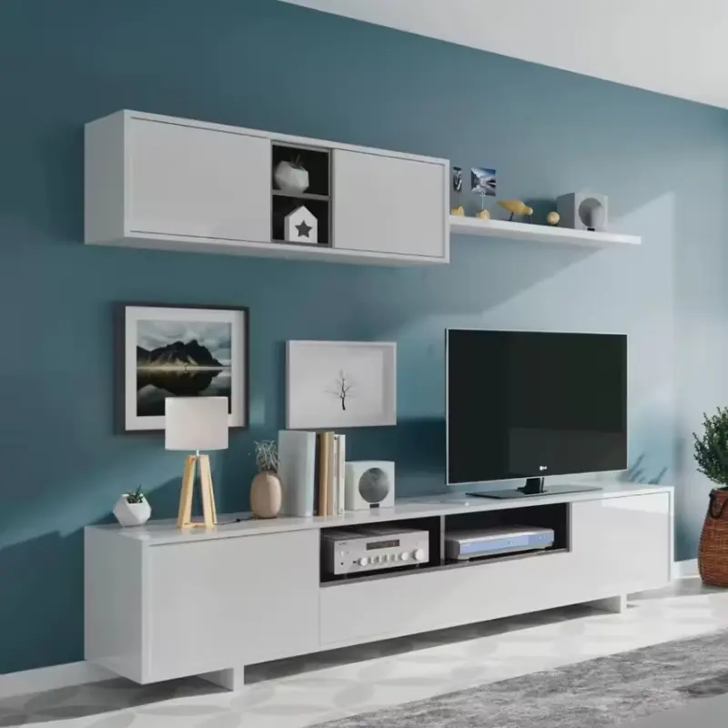 Mueble de salón blanco 200 cm [CUPÓN DESCUENTO]