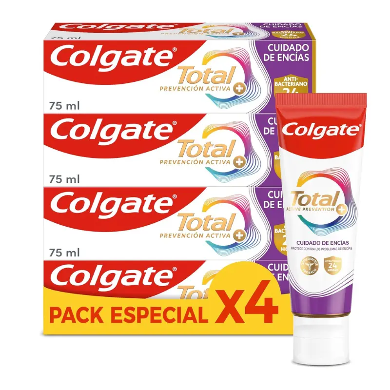 Pack x4 Colgate Total Prevención Activa + Cuidado de Encías [OFERTA]