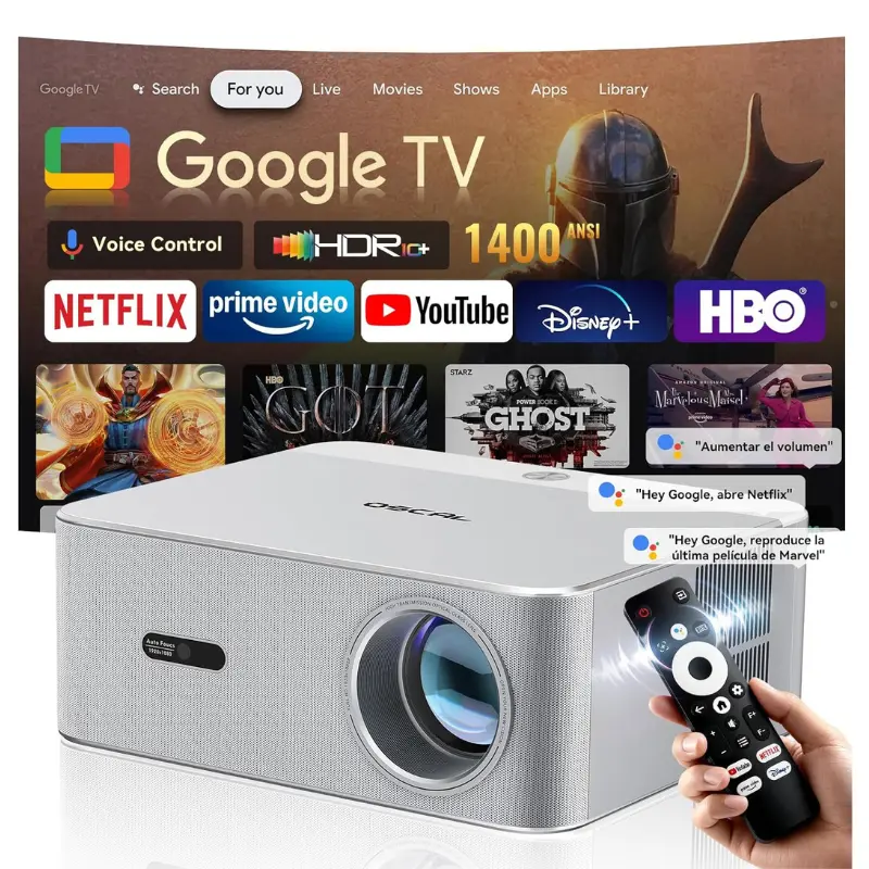 OSCAL PV800Pro, Mini Proyector 4K de 200″ y 1400 lúmenes