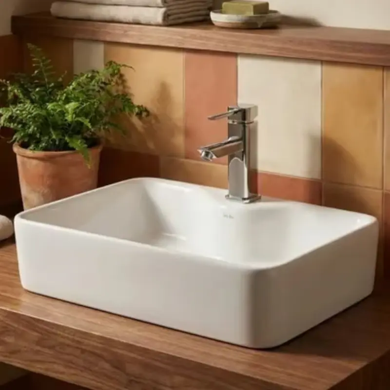 Lavabo sobre encimera de porcelana blanca BAENA