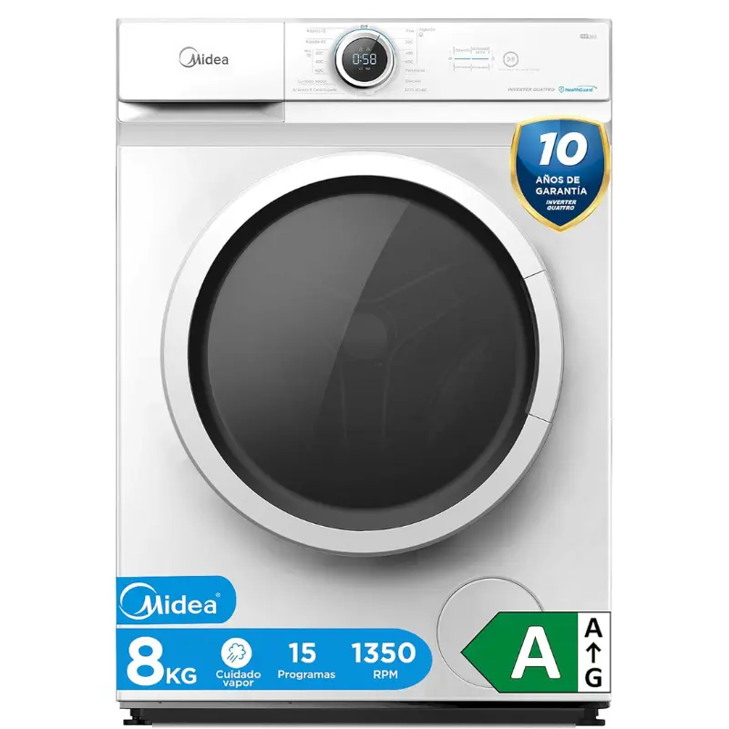 Lavadora Midea 8kg 1350 rpm con Motor Inverter [OFERTA]