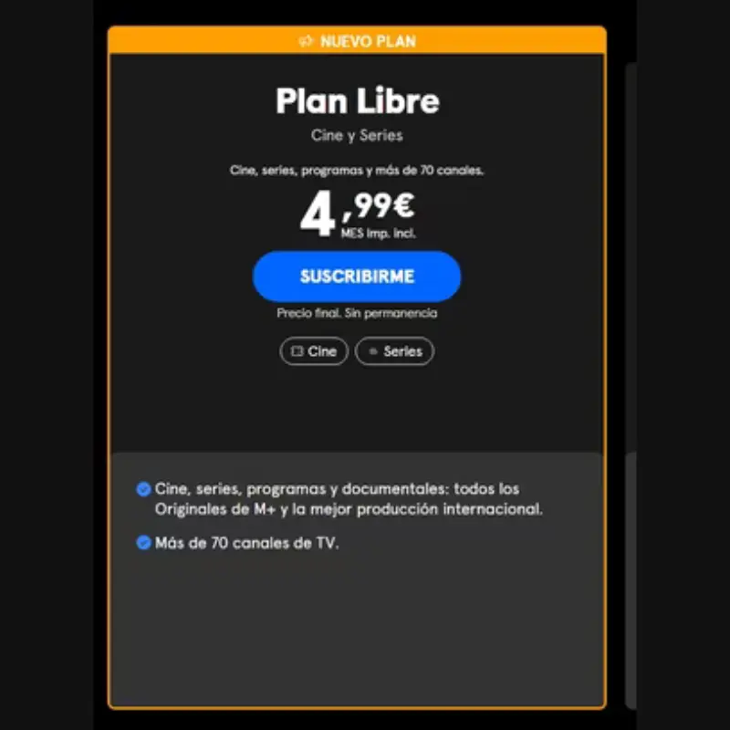 Movistar+ Plan Libre – Cine, Series, Documentales y e Entretenimiento